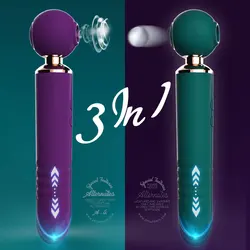 Rechargeable Thrusting Vibrators Powerful Av Magic Wand 3in1 Beating Clitoris G Spot Stimulator Sex Toys Clit Sucker For Women