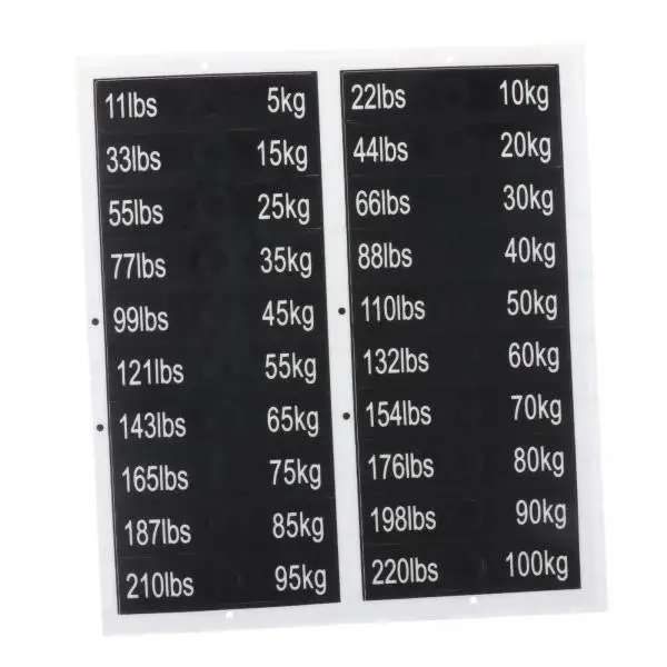 Weight Stack Labels Numbered Sheets 5kg to 100kg PP Stickers for Fitness Equipment Weight Identification at Home Gym
