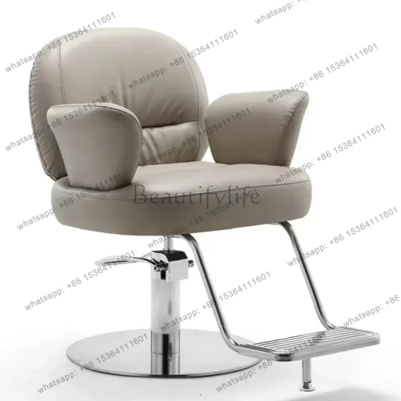 LSJapanese Barbershop Barber Chairs Nordic Simple Swivel Foldable Backrest Barber Chairs Beauty Comfort Salon Furniture Silla FY
