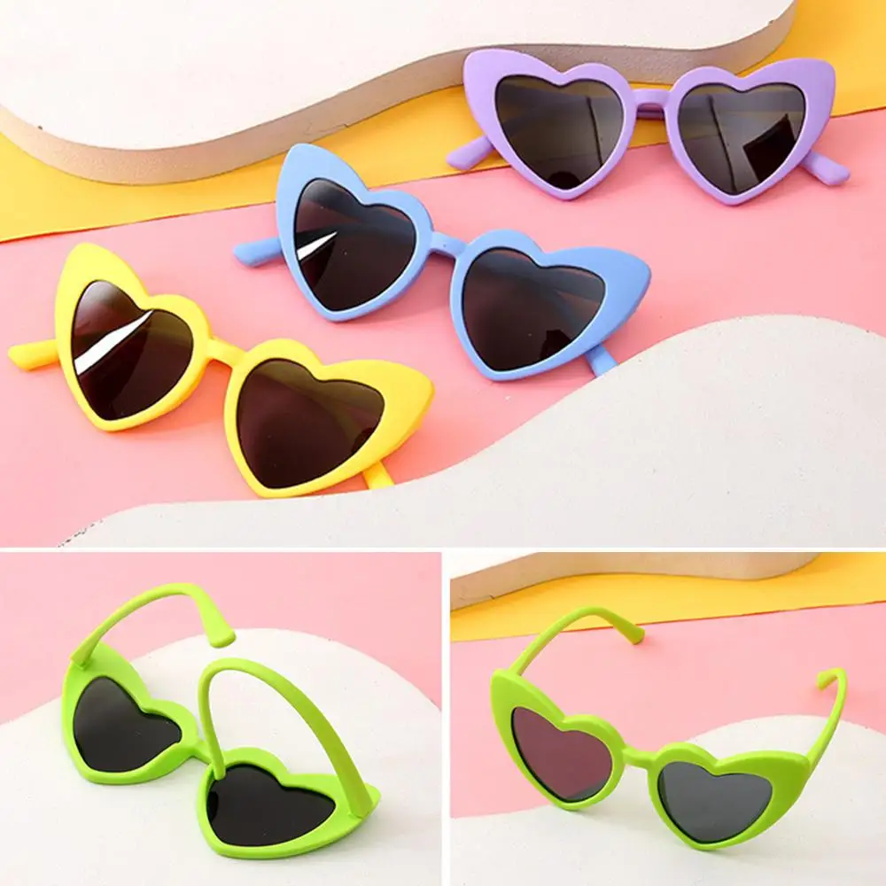 Kids Heart Sunglasses Toddler Sunglasses Vintage Heart-Shaped Glasses for Boys Girls 3-9 Years Outdoor Children Cartoon Eyewear