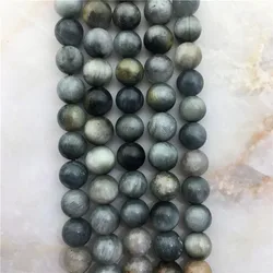 Natural Hawk's Eye Stone Beads 6/8/10/12MM High Quality Round Gray Smooth Beads Falcon's Eye stone For Jewelry Making Design