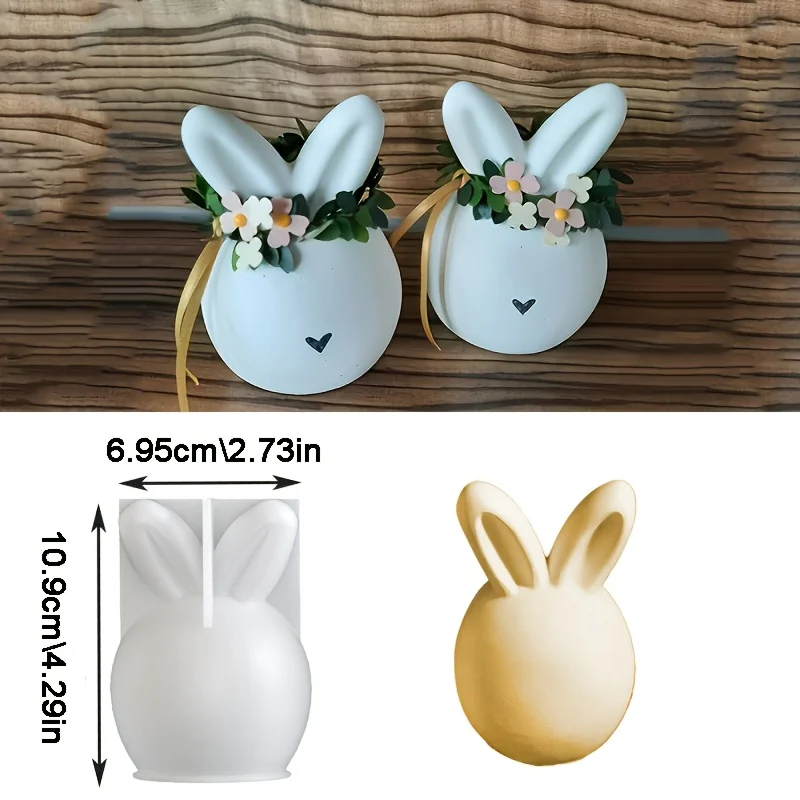1pc Reusable Silicone Clay Mold Compatible for Easter Egg & Bunny Shaped WaxCandle Making, Soap Making, Spring Decorations