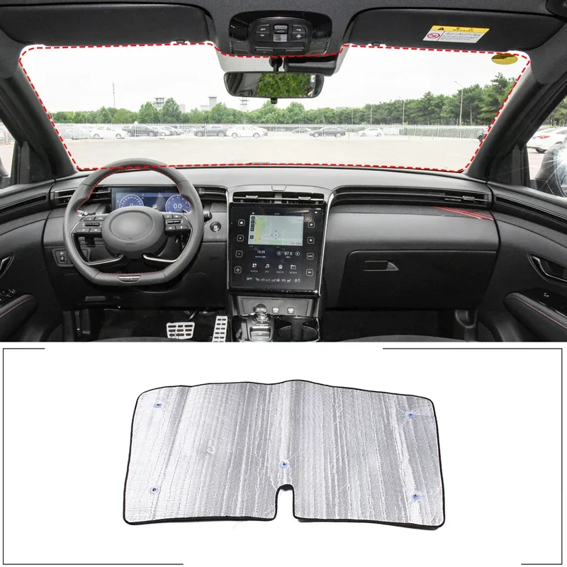 For Hyundai Tucson NX4 2021-2022 Aluminum Foil Silver Car Front Windshield Thermal Curtain Shading Sunscreen Car Accessories