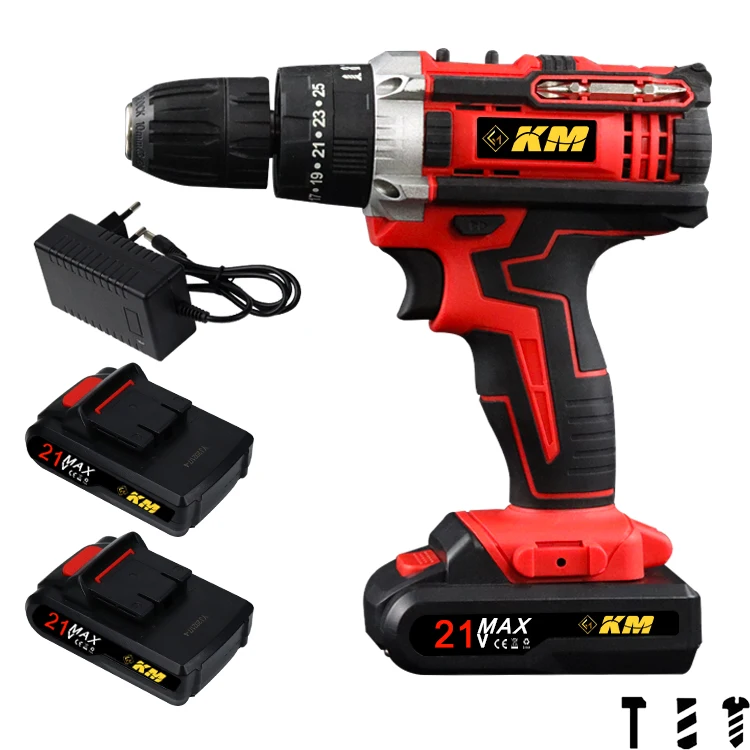 B Wholesale Factory OEM 21V Mutilfuction Lithium Battery Electric Drill Powerful Cordless Drills Rechargeable Tool Power Drills