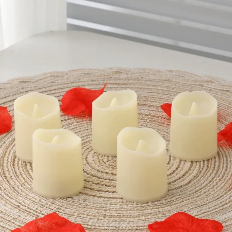 أضواء الشموع الإلكترونية LED موجة الجانب عديمة اللهب الشاي ضوء زر بطارية الشموع مصباح لحفل زفاف عيد الهالوين زينة عيد الميلاد