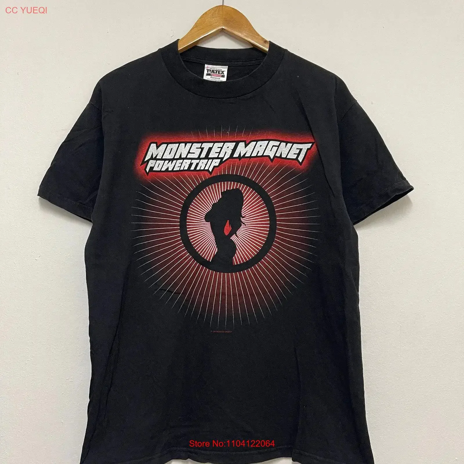Camiseta Vintage de los 90 Monster Magnet Powertrip 1998 Stoner Rock, Estilo Streetwear, Negra, Talla M, Vintage, Lavada, Elástica, Suave y Cómoda