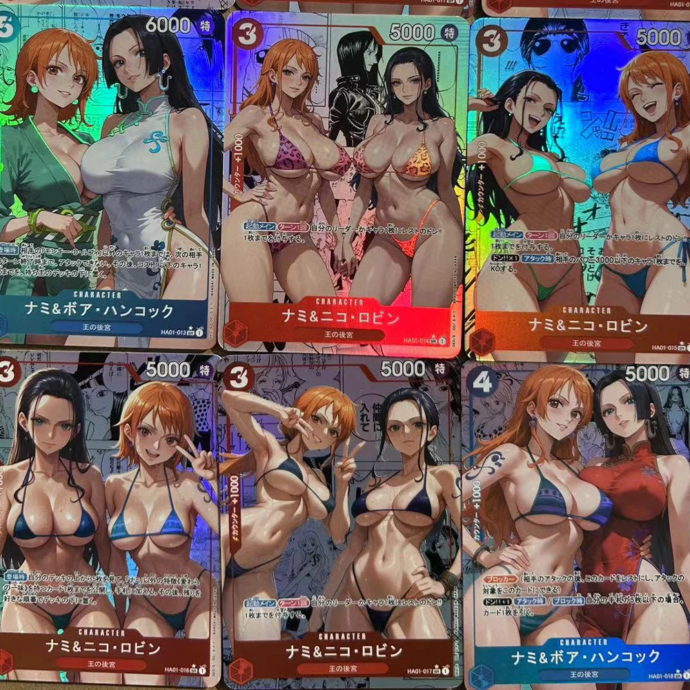 

BLBU ACG 9Pcs/set OPCG Manga Sexy Card Anime Nami Boa Hancock Busty Beauty Card Refractive Color Flash Boy Gifts