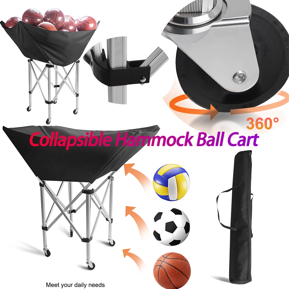

Collapsible Volleyball Cart Volleyball Wheeled Cart Volleyball Training Equipment Ball Holder for Easy Storage and Transport