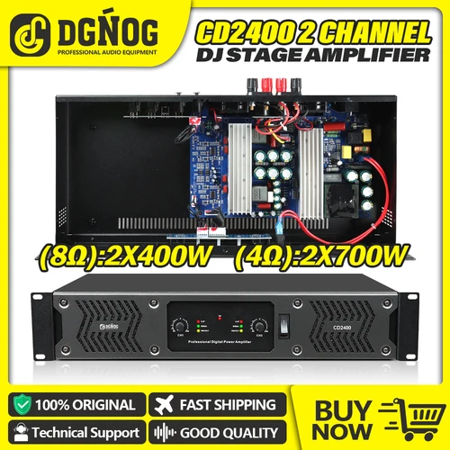 DGNOG CD2400 2U 전력 증폭기(4Ω) 700W 전문 오디오 스테레오 클래스 D 사운드 증폭기 2 채널 오디오 DJ 무대 성능