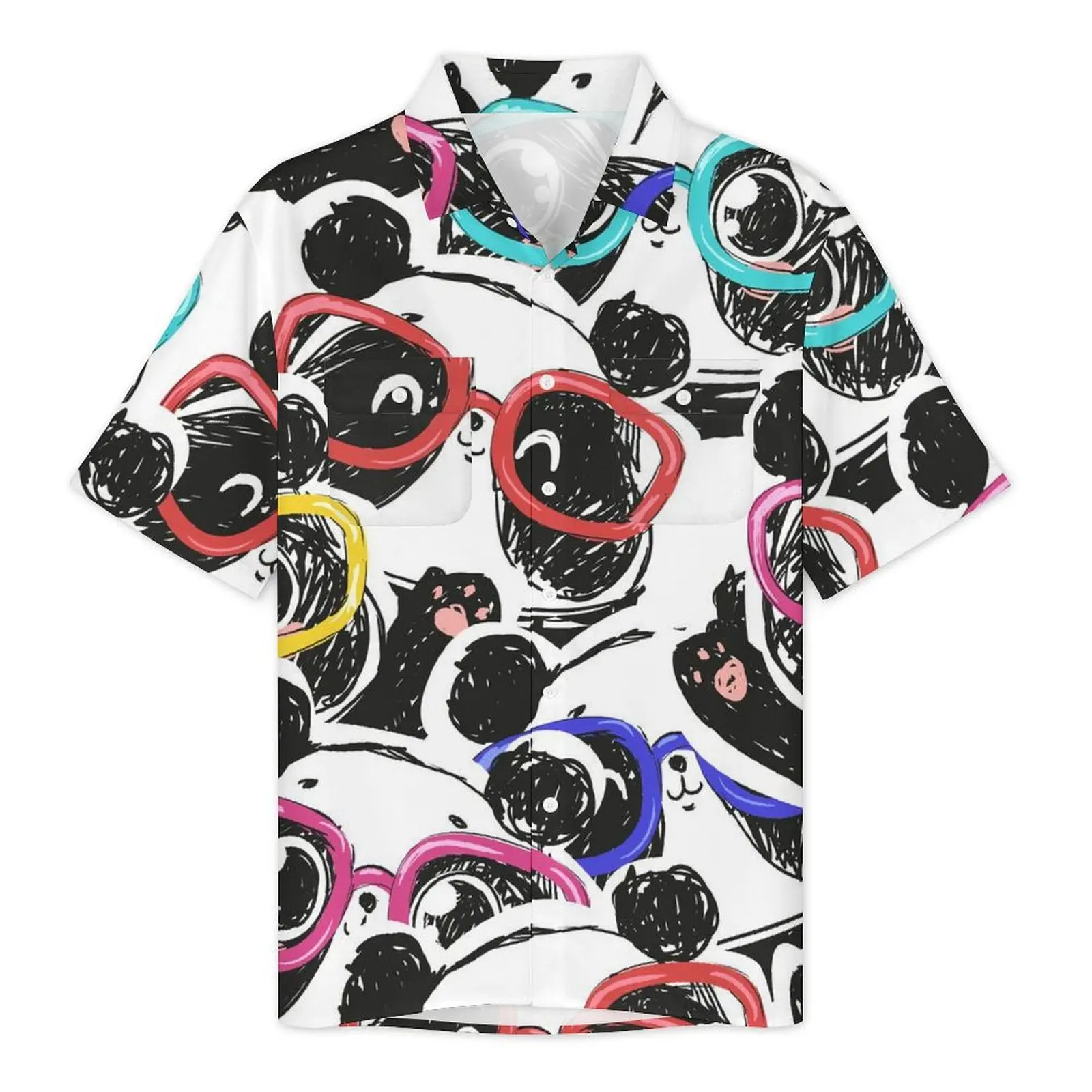 Camisa hawaiana de Panda bebé para hombre, camisas informales con estampado de animales bonitos para vacaciones, blusas de gran tamaño con diseño Harajuku de manga corta