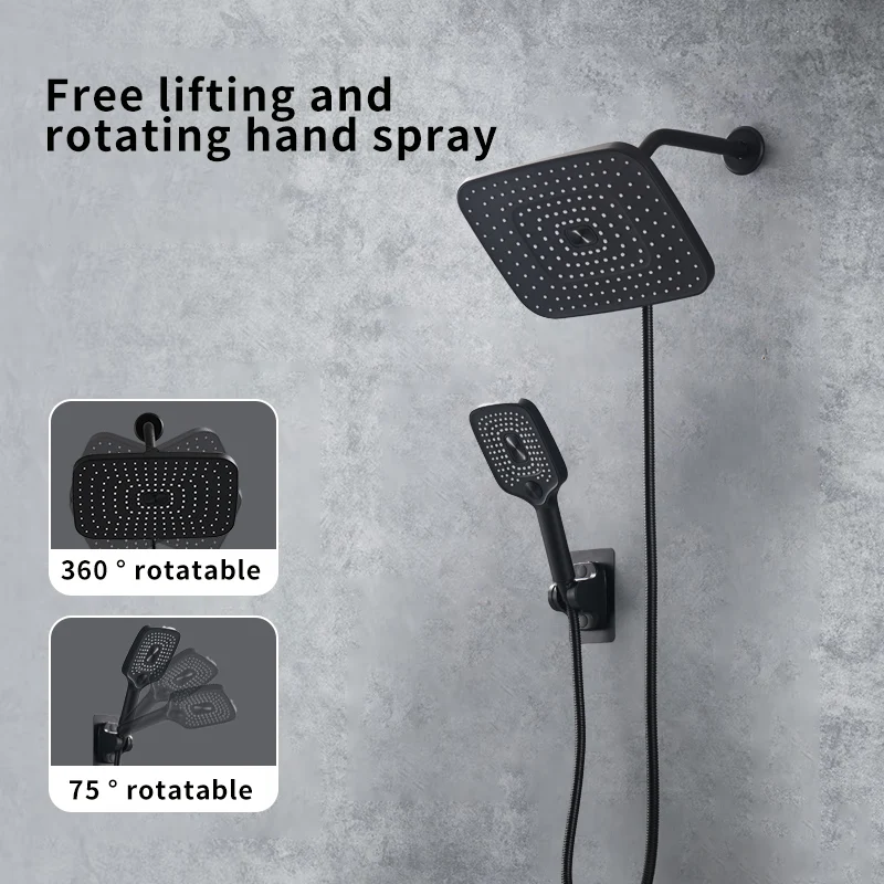 Luxurious Dual Shower Head Combo - High Pressure, Adjustable Rainfall & Handheld Spray, Modern Bathroom Decor