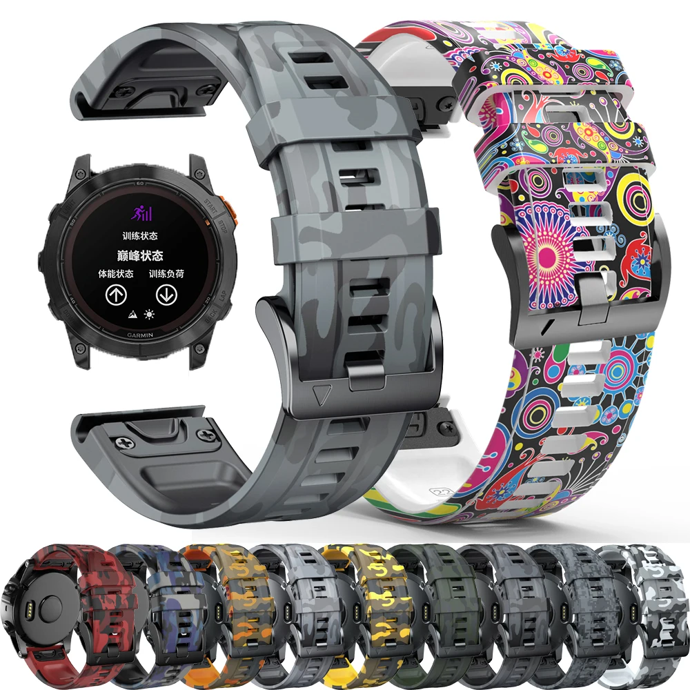 

QuickFit 22mm 26mm Silicone Watch Band For Garmin Fenix E 8 5 5X 6X 7 7X/Epix Pro Gen 2 Mk2i G1/MARQ/Enduro 3 2 Graffiti Strap