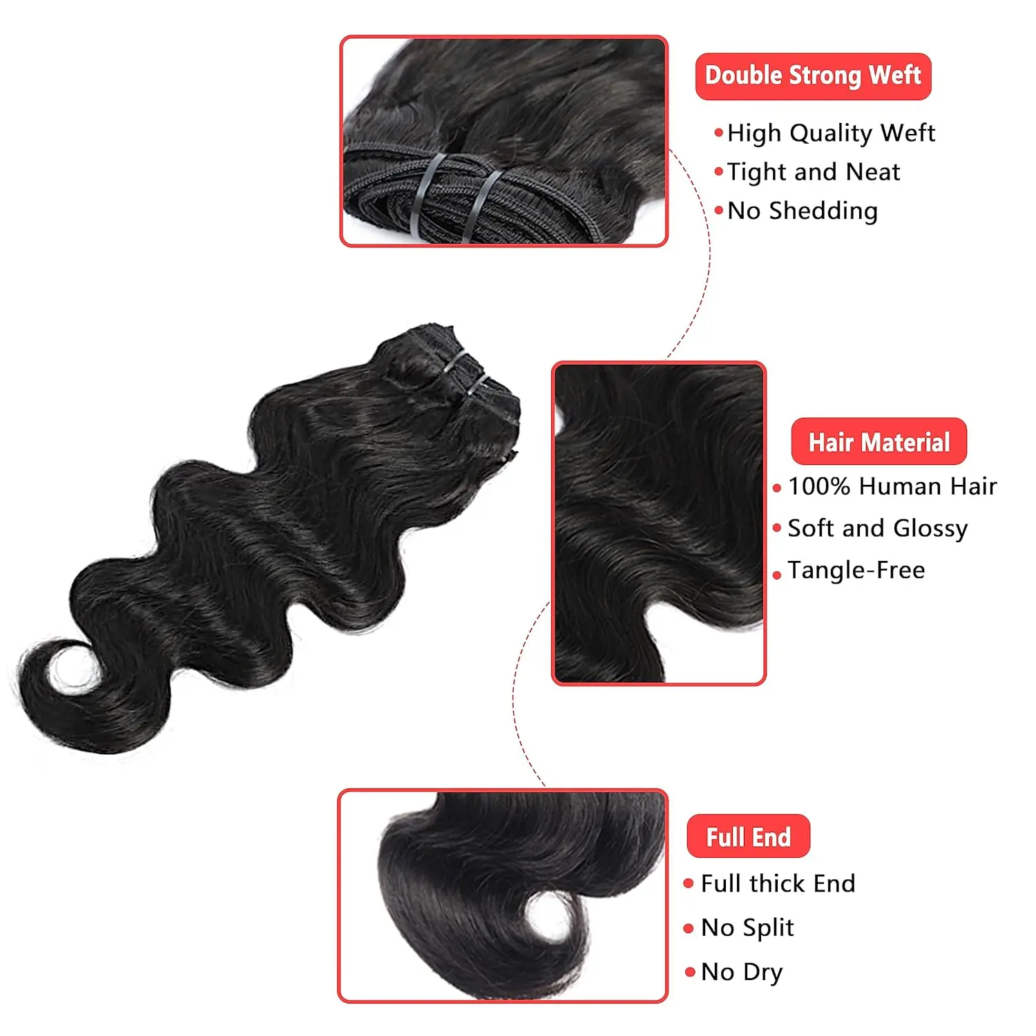 Clip in Hair Extensions Real Human Hair Remy Human Hair Clip ins For Black Women Invisible Natural Body Wave Seamless Clip in Ha