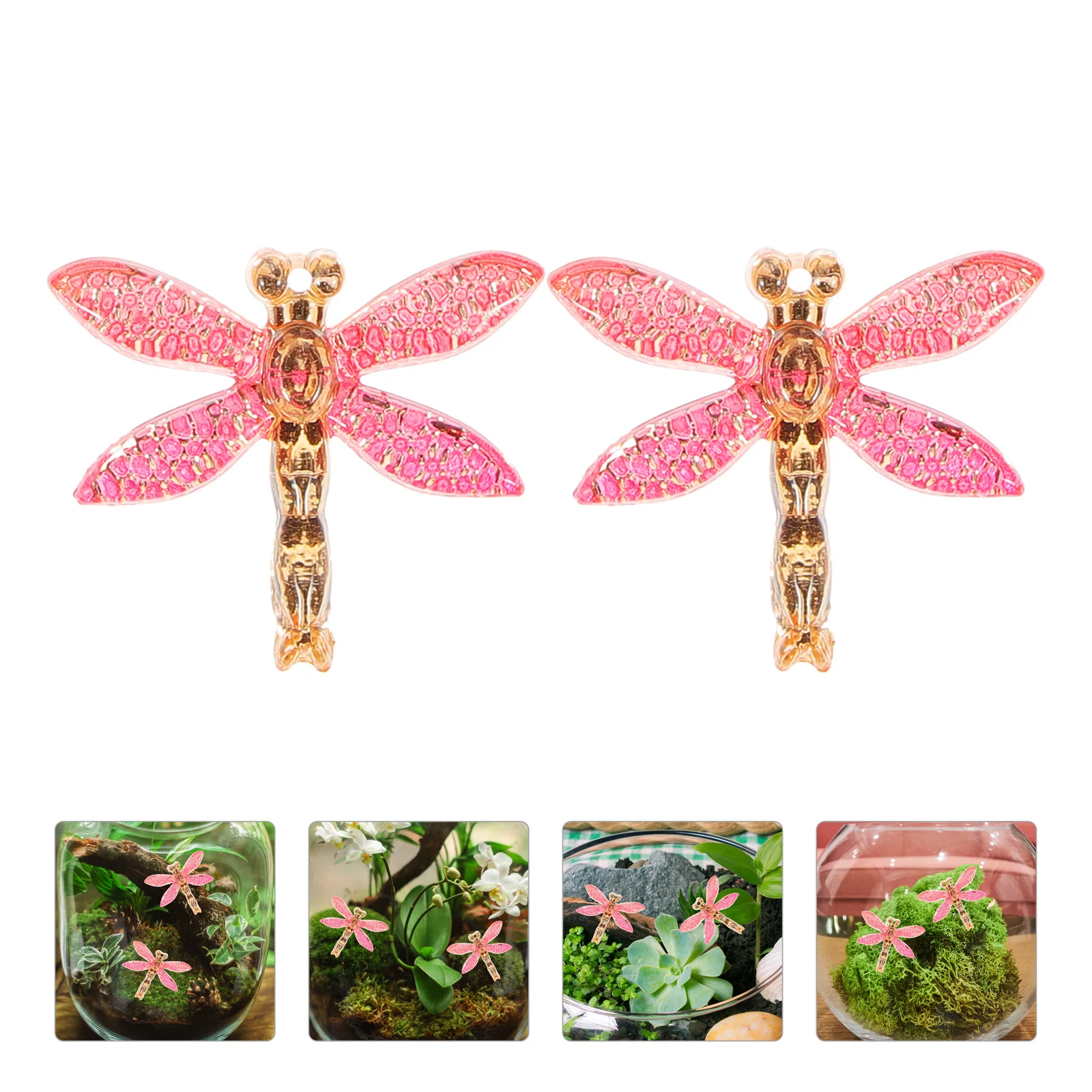 10 Pcs Succulent Micro Landscape Potted Plant Resin Insect Charms Wedding for Crafts Tiny Dragonfly Figurines Mini