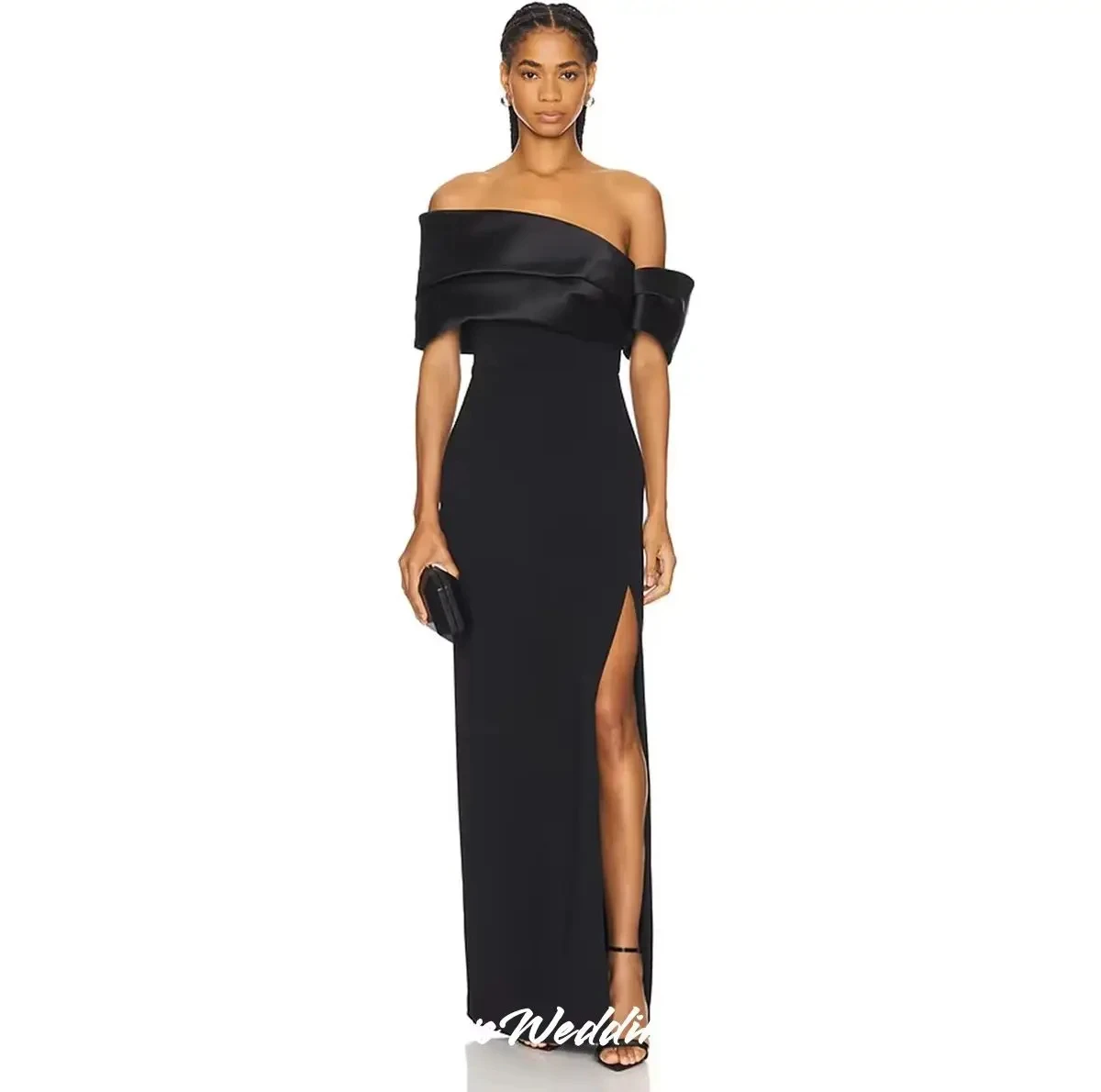 

Black Off The Shoulder Prom Dresses 2025 Elegant Women Party Dress Satin Floor Length Formal Gowns For Women Customized