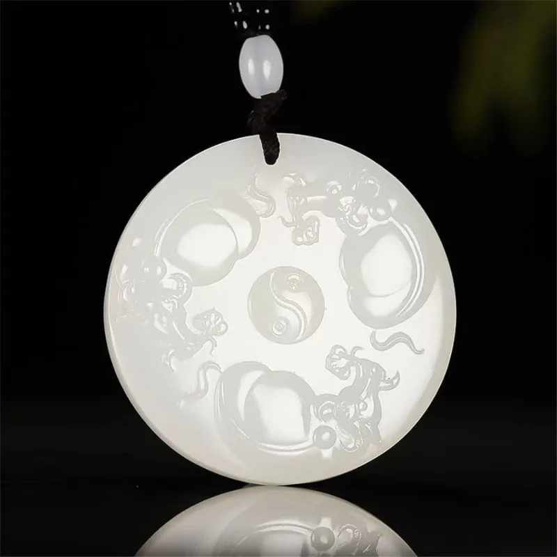 Natural Afghanistan White Jade Reverses The Qiankun Gossip Pendant Twelve Zodiac Zodiac Jade Pendant, The Natal Guardian Pendant