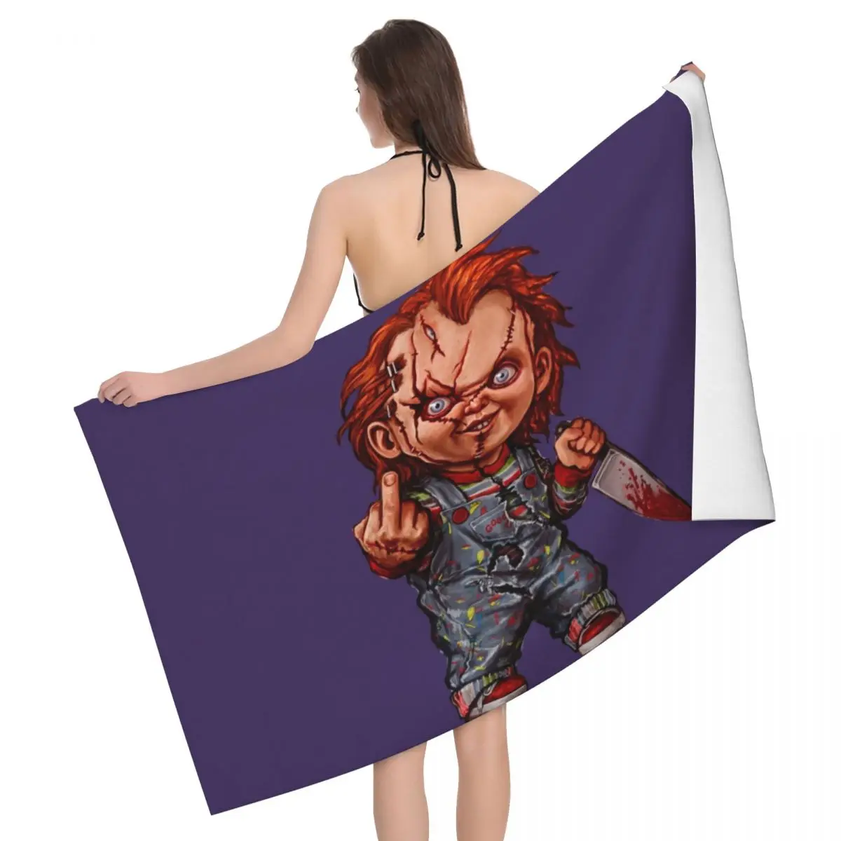 

Custom Quick Dry Microfiber Bath Beach Towel Breathable Child's Play Horror Movie Sauna Shower Towels