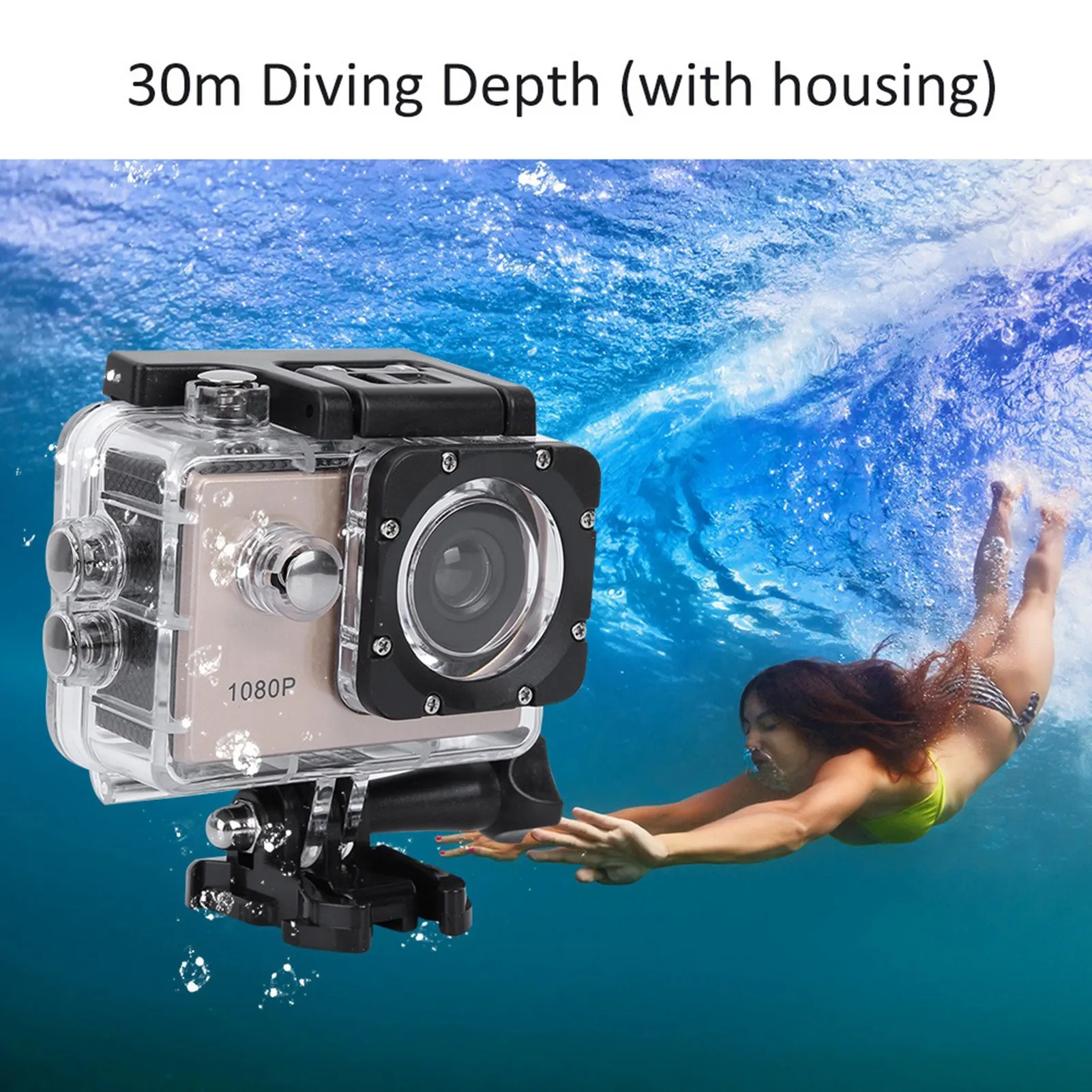 1080P HD 2inch LCD Screen Sports 30m Waterproof Action Camera Set with Battery HD Camera Action Camera