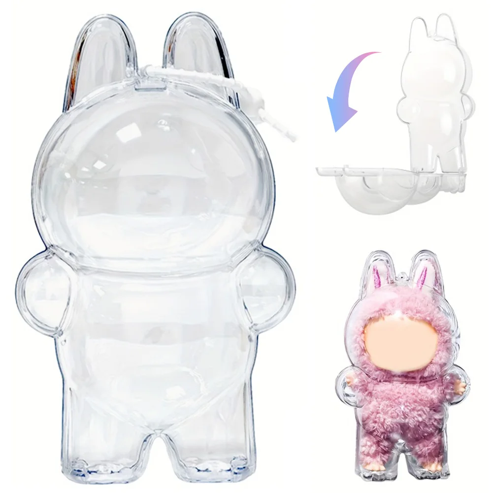 for Labubu V2 (Case Only) Transparent Protective Case Clear Figure Display Bag Plush Figure Dolls Clear Bag Dustproof Cover