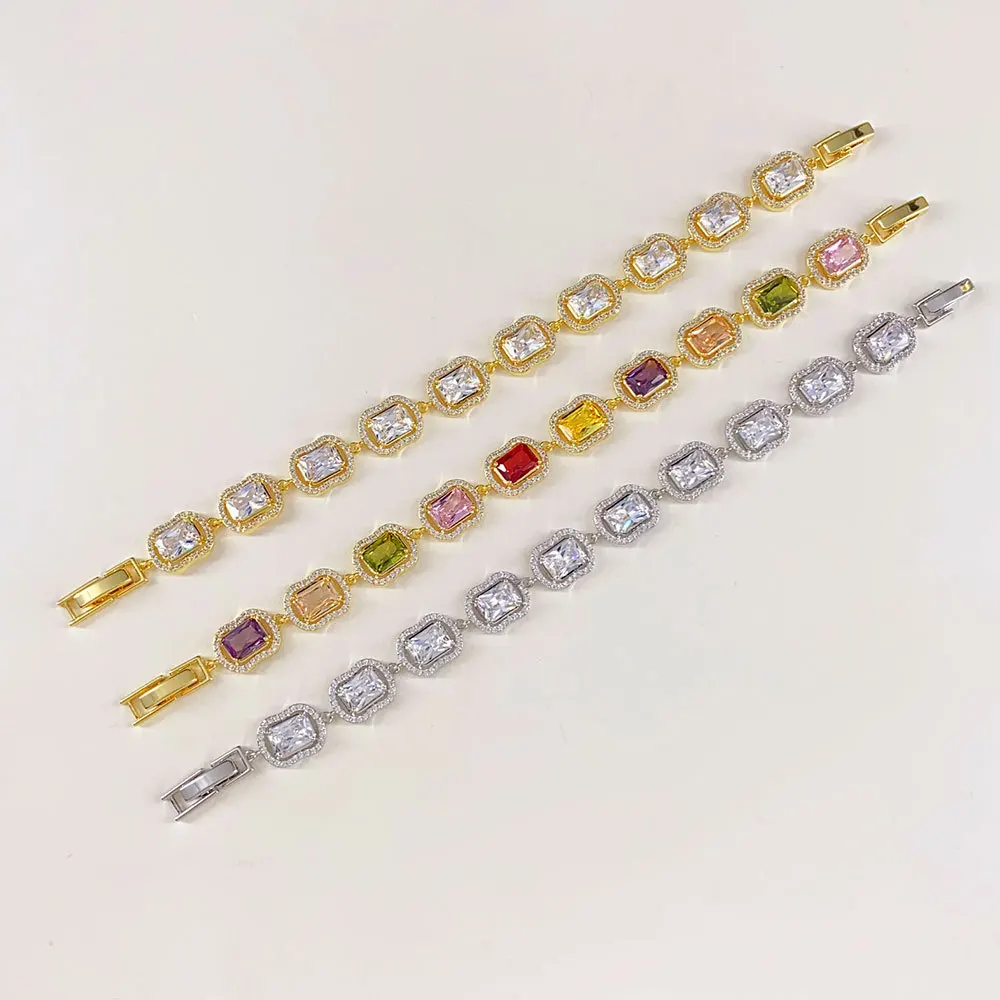 

Fashion 17.6cm Square Cubic Zircon Bride Bracelets Wholesale Party Jewelry