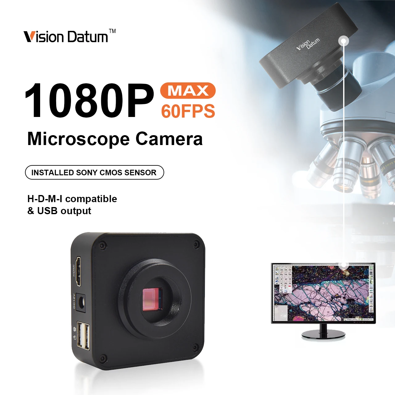 

High Resolution Industrial Microscope Camera High Definition Multimedia Interface Connectivity Realtime Video For Micro Imaging