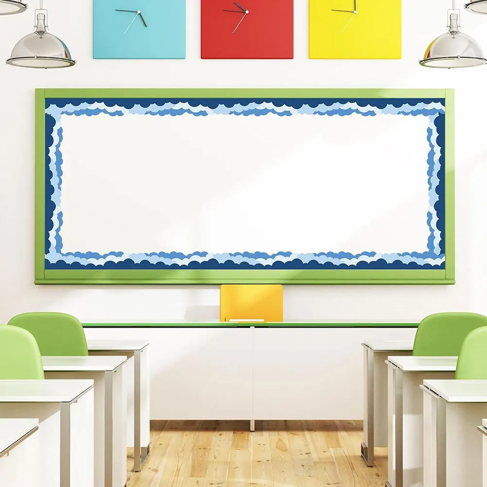 

Stickers Cloud Border for Bulletin Board Accessory Toddler Decorations Blue Trim Office