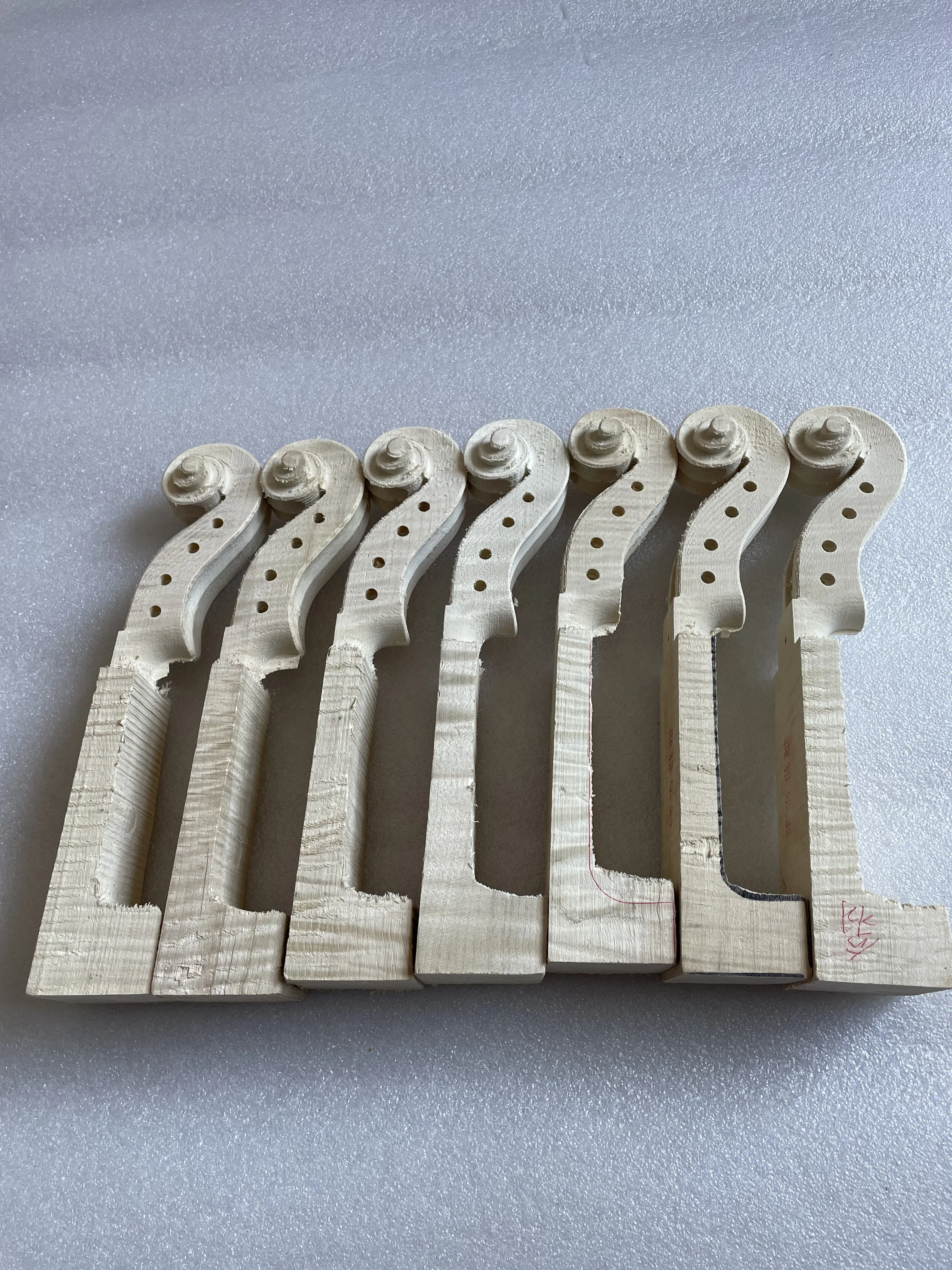 Scroll Headstock Unpainted Flames Violin Head, CNC Cut, DIY Violin Neck without Fingerboard, Unfinished Flame Maple Wood, 1Pc