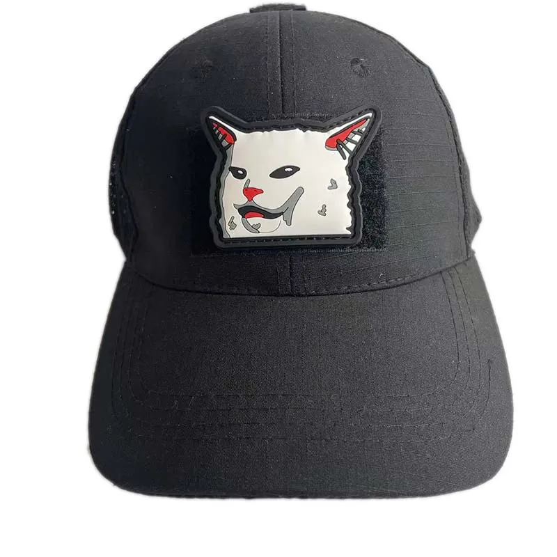Internet-Meme-Tier Lustiges Katzen-Gesicht PVC-Moral-Patches, PEW Madafakas Gun Gesticktes Applikations-Taktik-Abzeichen für Kleidung – Detail 3