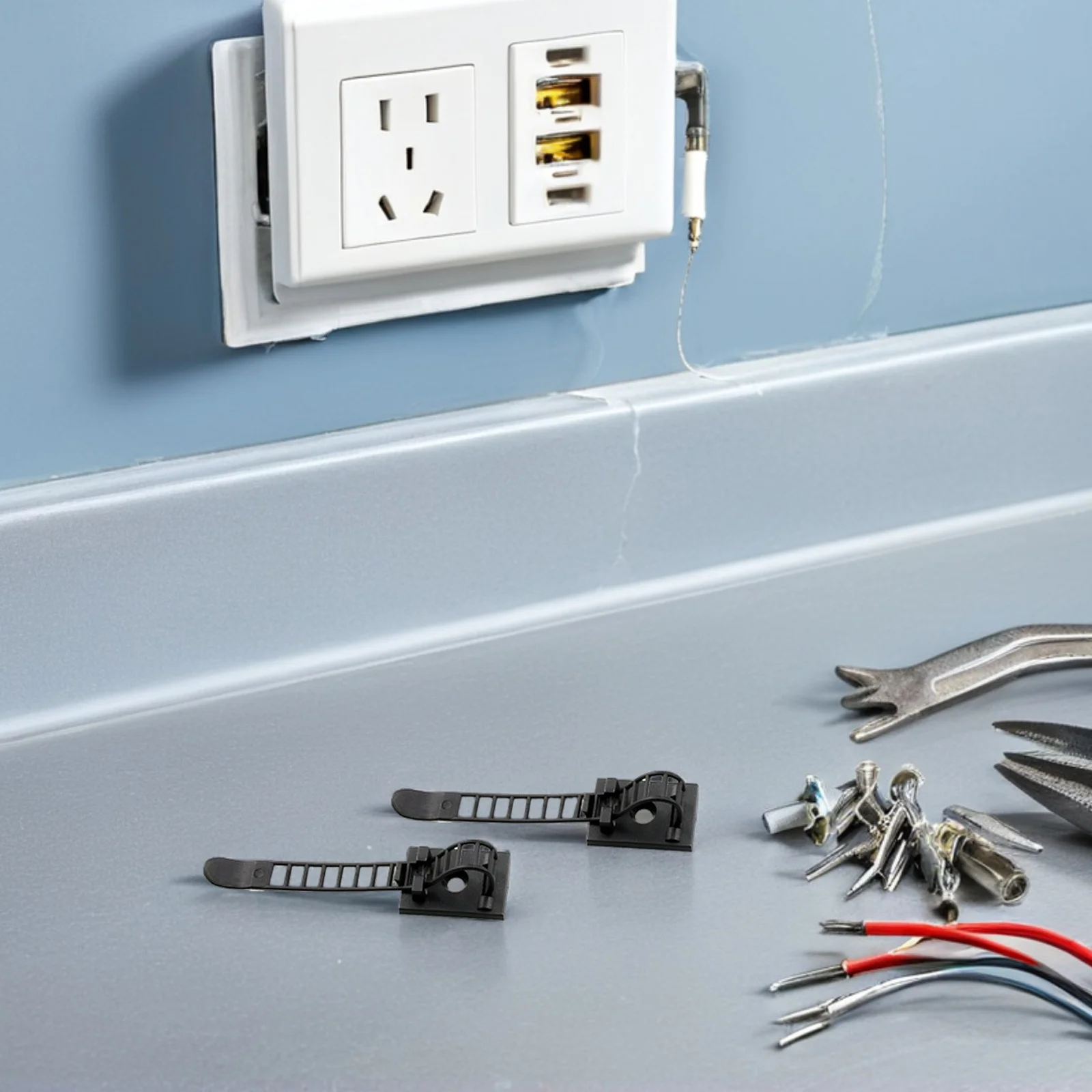 

30Pcs Wire Organizer Travel Friendly Reusable Cable Ties Self-Adhesive Clips for Cord Management in Home Office Setup