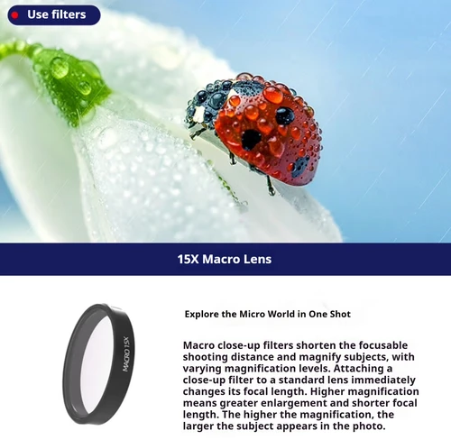 Imagen 2 del producto Para DJI OSMO ACTION 5 Pro/ 3 4 JUNESTAR 15X aumento HD Primer plano Macro filtro revestimiento lente óptica Filte camero accesorios