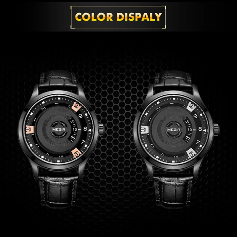 MEGIR Mens Watches Top Brand Luxury Leather Sport Military Watches Male Clock Waterproof Fashion Casual Quartz Wristwatch 1067