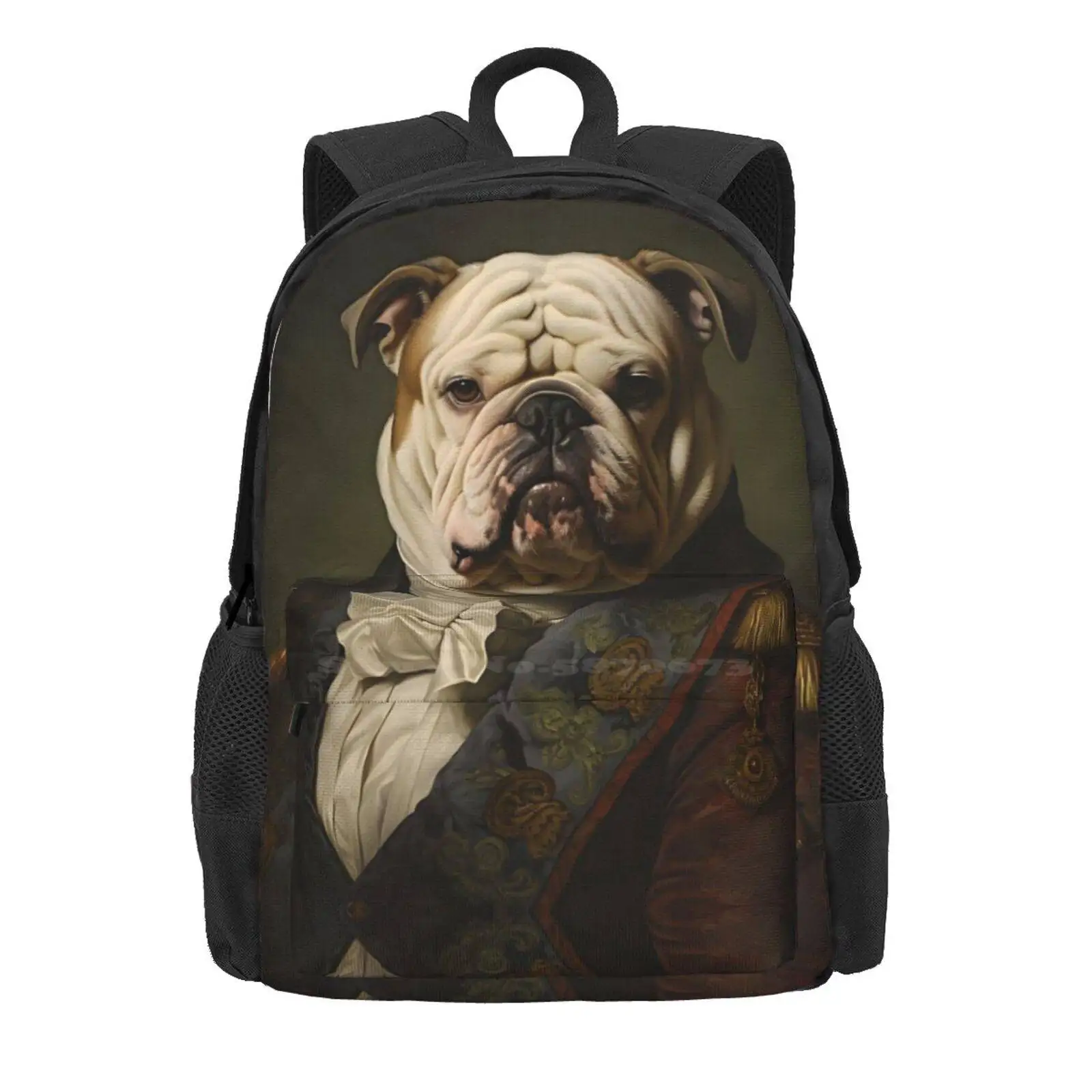 Aristocratic English Bulldog Portrait Art Hot Sale Schoolbag Backpack Fashion Bags Dogs English Bull Dog Costume Dog In Suit