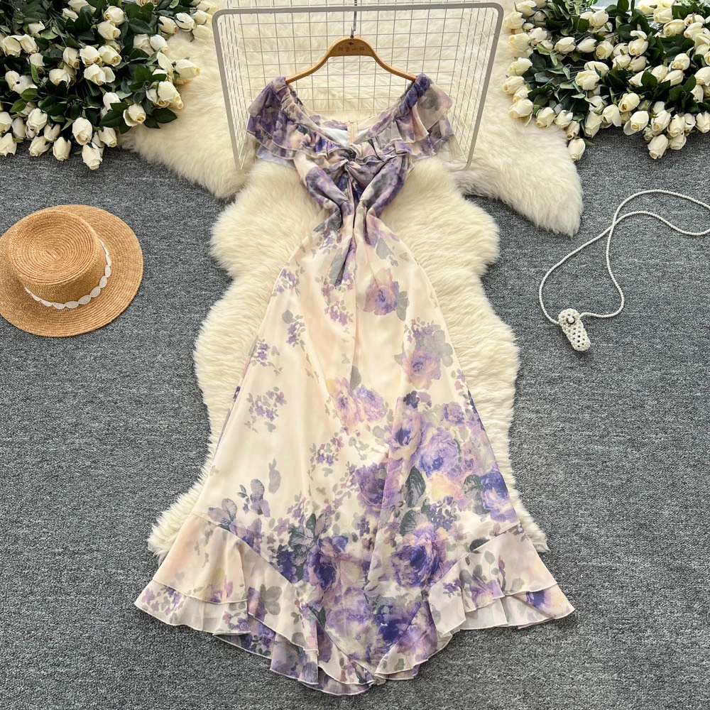 

Винтажное сексуальное тонкое платье трапециевидной формы с рюшами, шикарное летнее пляжное платье феякор, женская одежда для отпуска