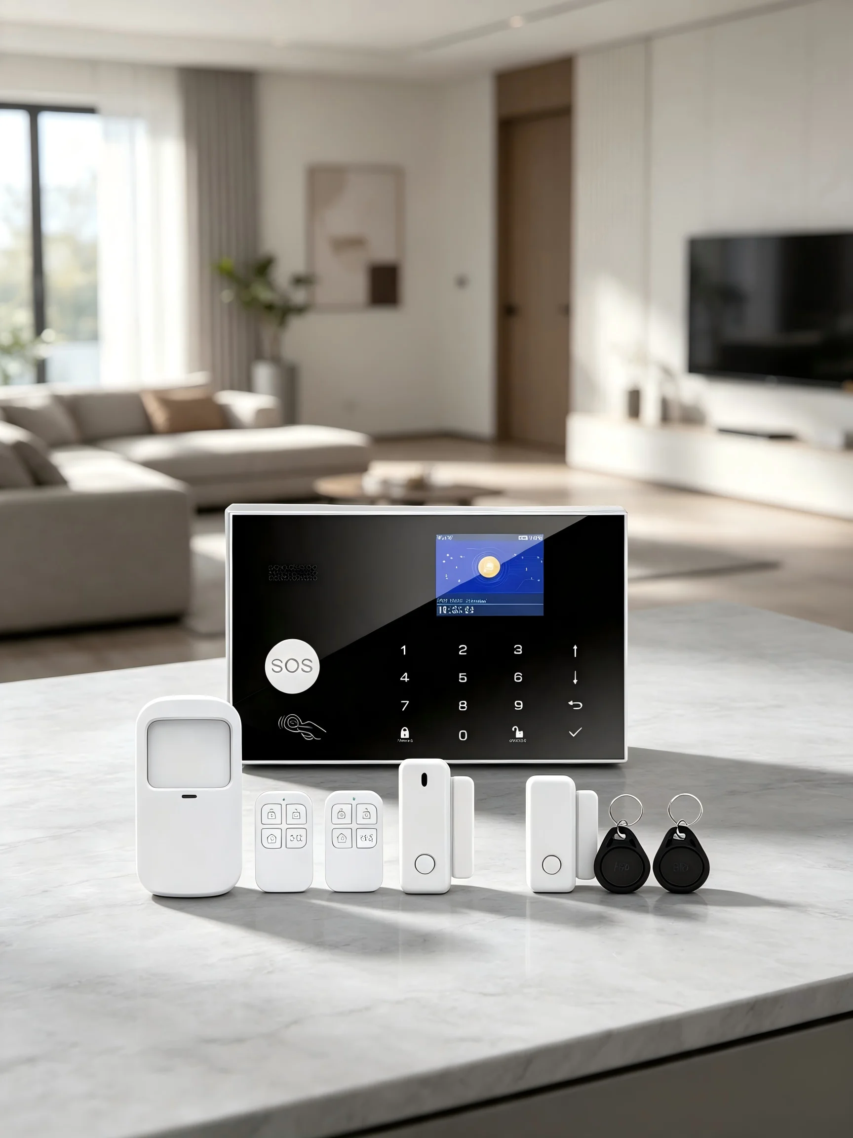 Tugard Tuya Smart Home Einbruchmeldeanlage, WIFI GSM Sicherheitssystem, PIR-Bewegungssensor und Tür-/Fenstersensor, mobile Steuerung, kompatibel mit Alexa