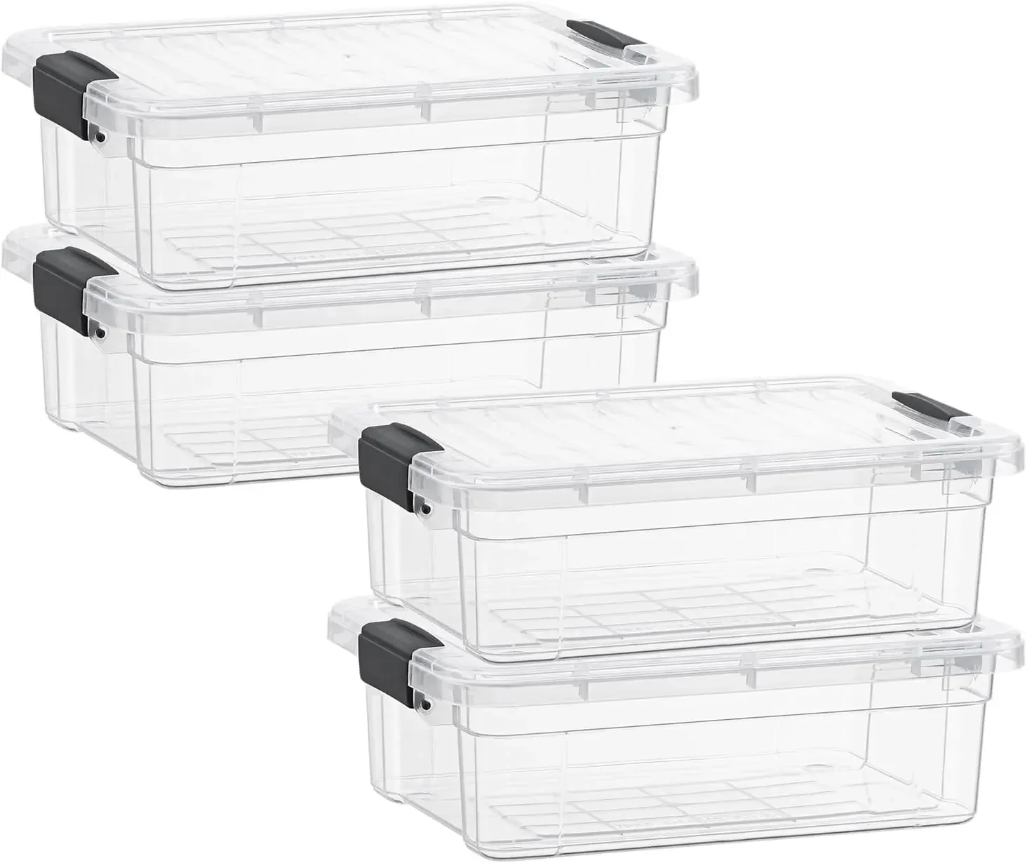 

Clear Storage Boxes with Lids, 16 Quart Plastic Container Bins for Organizing, Stackable Crates, BPA Free, Non Toxic, Odor Free