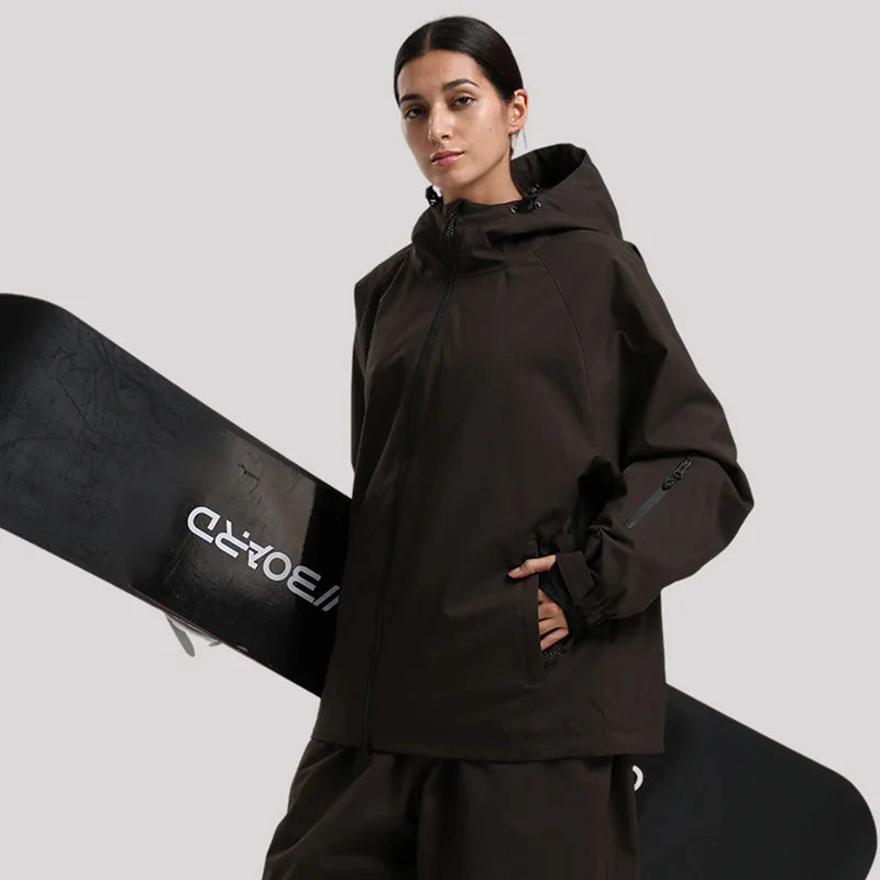 

New Winter Warm Solid Hooded Snow Jacket Women Windproof Waterproof Snowboard Sports Breathable Tops Ski Suit Man Skiing Wear