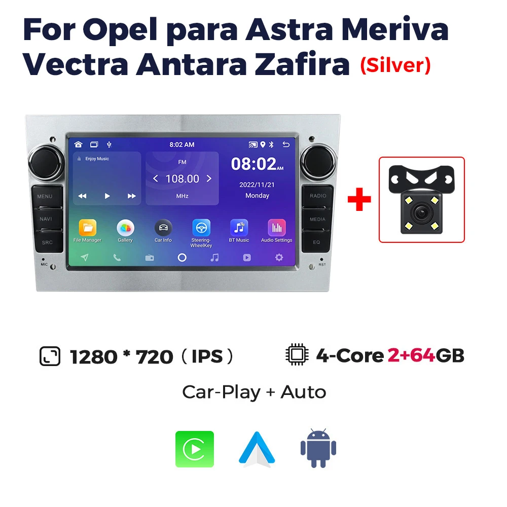 Auto radio multimedia voor Opel Astra H J 2004 Vectra Vauxhall Antara Zafira Corsa C D Vivaro Meriva Veda draadloze CarPlay