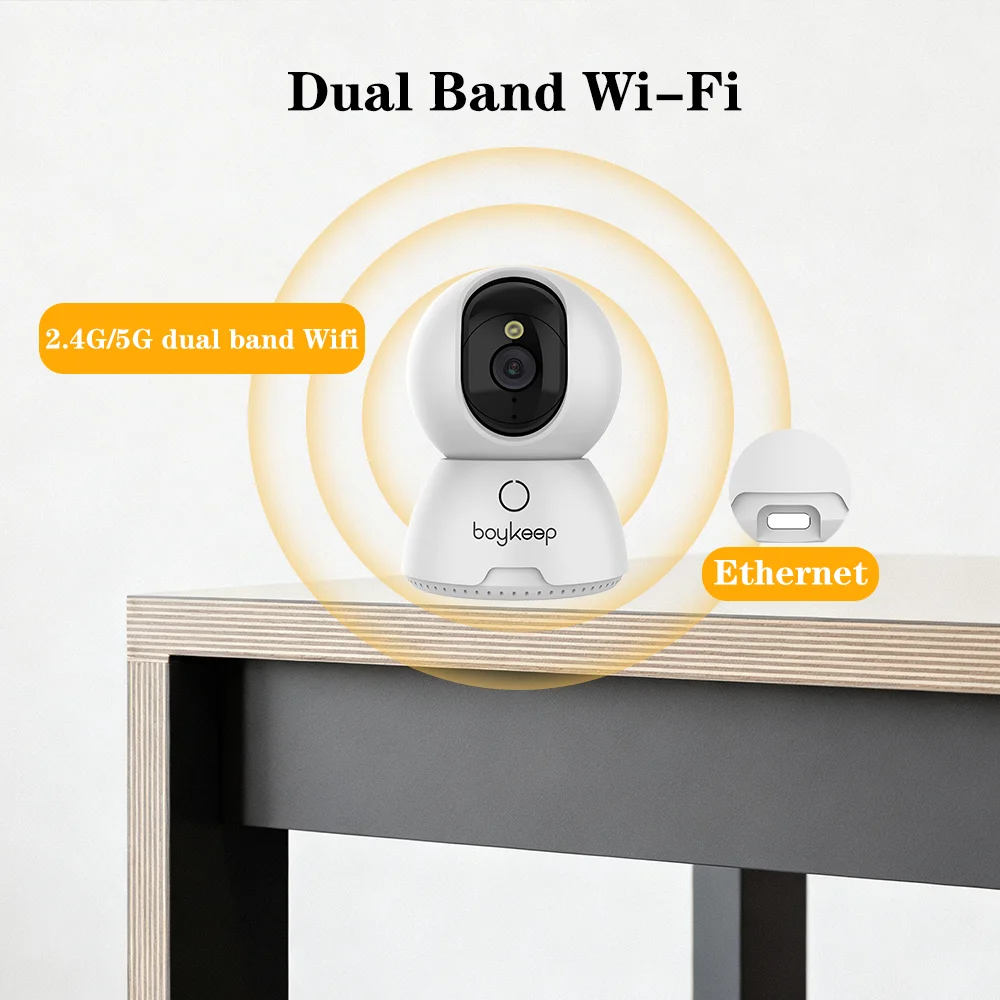 Boykeep 2K HD Intelligent Moving Head Camera Dual band WiFi Dual mode Night Vision Alert Indoor Panoramic Local/Paid Cloud Stora