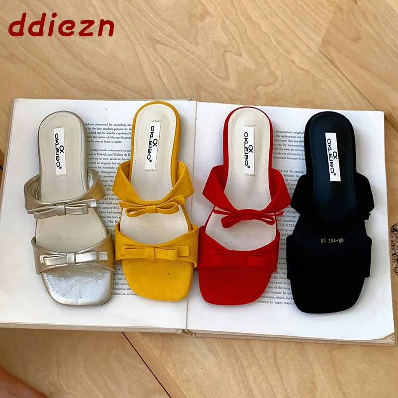 

New Summer Beach Slides Women Flats Slippers Shoes Fashion Butterfly-Knot Casual Female Sandals Ladies Slippers Shoes