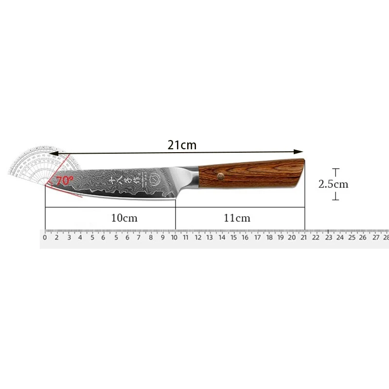 Shibazi 4 Inch Paring Knife Handmade Damascus Steel 9Cr15MoV Blade Wood Handle Slicing Cleaver BBQ Peeling Kitchen Sharp Knife