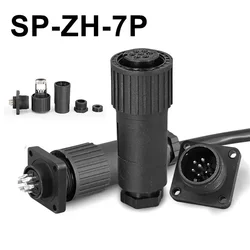 SP-ZH-7P Aviation Plug Connector 7Pin 4Pin Metal Soldering Proportional Valve Hydraulic Valve Plug Connector Scoket with Line