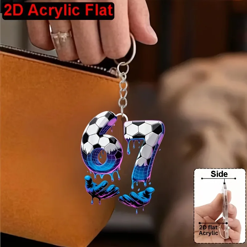 -NewStyle Football Six and Seven Number Elements Keychain, Suitable for Backpacks, Car Keychains And Wallet Decoration(2D Flat )