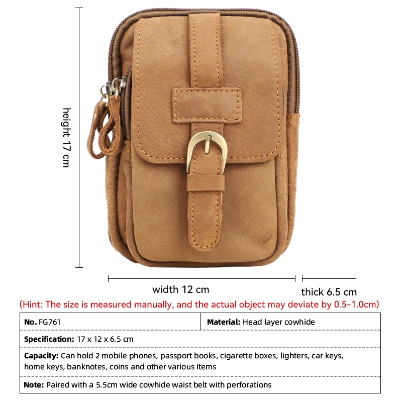 جديد خمر الرجال جلد البقر الخصر حقيبة الذكور الرياضة في الهواء الطلق الخصر حزم للرجال ارتداء مقاومة حقيبة الهاتف المحمول