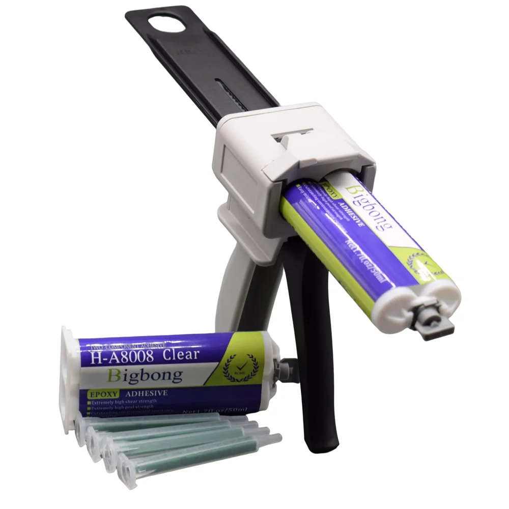 

2pcs 50ml Epoxy Resin Clear Adhesives Epoxies 1:1 AB Glue and 50ml 1:1 Dispensing Gun Applicatior with 4pcs Static Mixing Nozzle