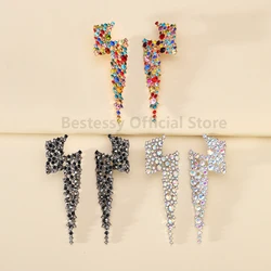 New Trend Luxury Design Colorful Crystal Lightning Shape Earring For Women Party Holiday Elegant Accessorie Charms Girl Jewelry