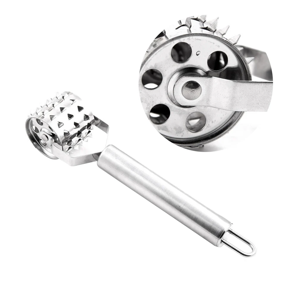 

Stainless Steel Meat Hammer Rolling Hammer Steak Tool Baking Punch Silver Long Handle Corrosion Resistant Easy