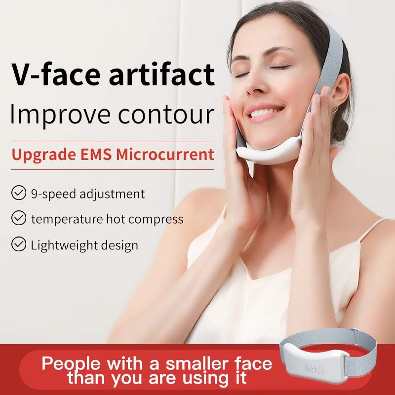 V-face instrument thin micro current chin shaping instrument lifting double chin V-face instrument vibration hot compress facial