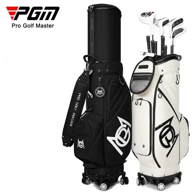 PGM Golf Standard Ball Bags Big Capacity Stand Bag with Wheel Multi-Functional Soft leather Invert the cue Aviation Pack QB153