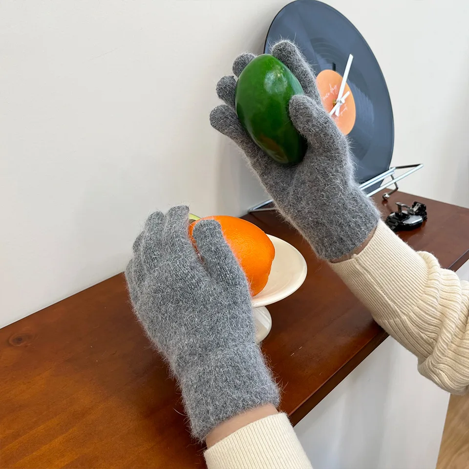 قفازات محبوكة سميكة دافئة للنساء قفازات شاشة لمس مرنة ناعمة مقاومة للبرودة للشتاء #4
