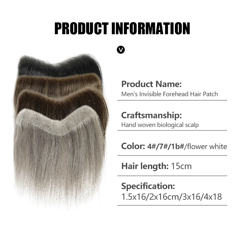 Multiple Colors 100% Human Hair 6inch Men PU Skin V Loop Front Toupee Hairline Wigs Remy Hair Replacement System Invisible Wigs